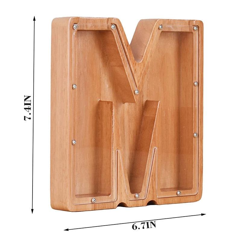 Tirelire en forme de lettre et en bois - Stockmania