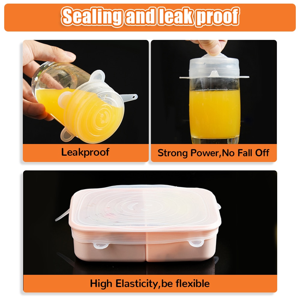 Lot de 12 Couvercles en silicone extensible