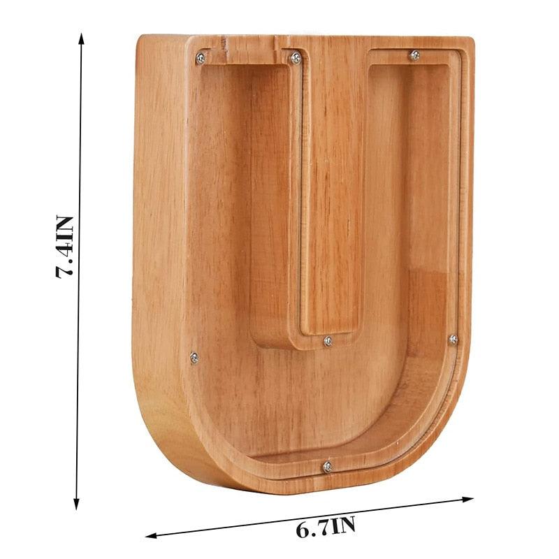 Tirelire en forme de lettre et en bois - Stockmania