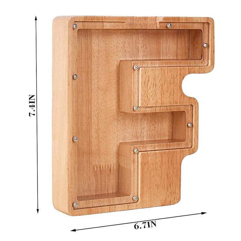 Tirelire en forme de lettre et en bois - Stockmania