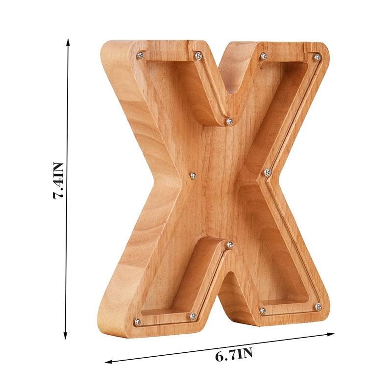 Tirelire en forme de lettre et en bois - Stockmania