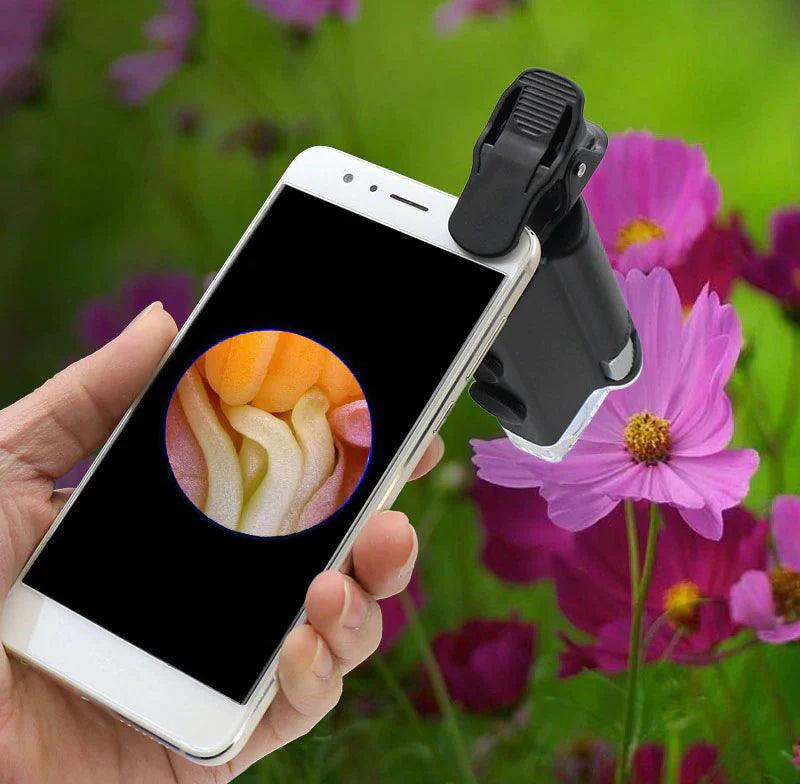 Microscope x100 + lampe uv pour téléphone - Stockmania