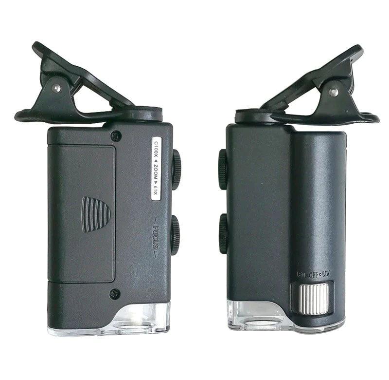 Microscope x100 + lampe uv pour téléphone - Stockmania