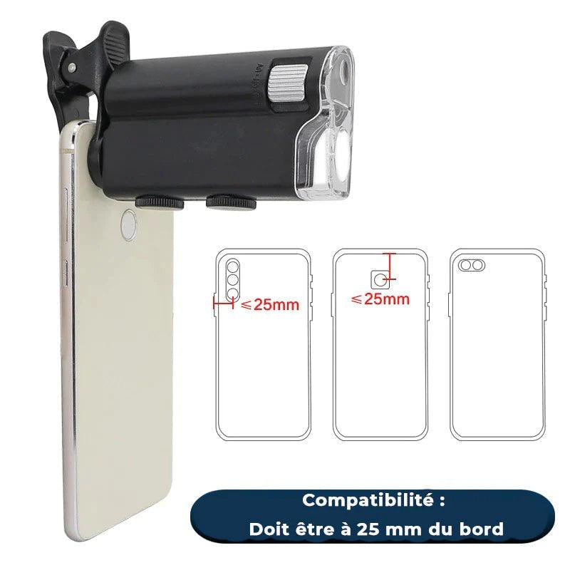 Microscope x100 + lampe uv pour téléphone - Stockmania