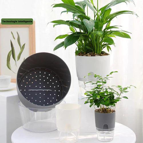 2 Pots de fleurs design - Avec système d'auto-irrigation - Stockmania