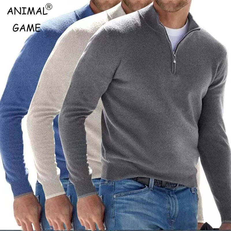 Pull décontracté à col cheminé à zip