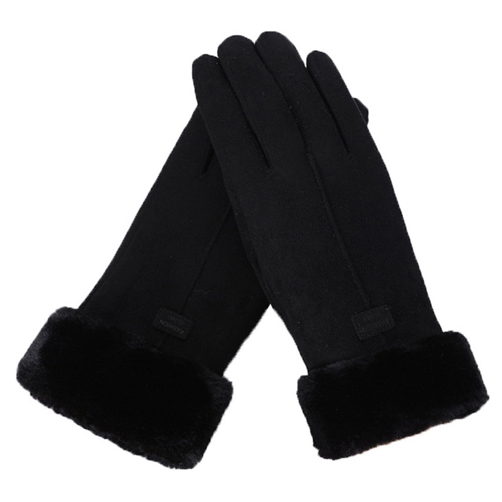 Gants d'hiver en daim avec fourrure - Femme