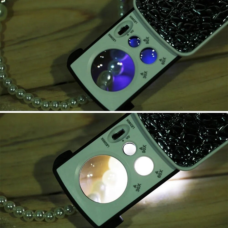 Mini loupe portable avec 3 lentilles et LED
