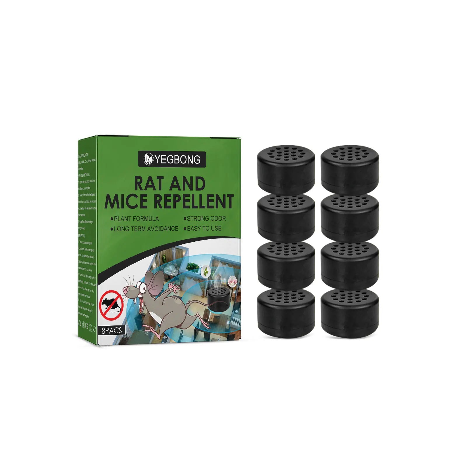 8x Répulsifs Anti Rats & Souris pour Intérieur/ Extérieur
