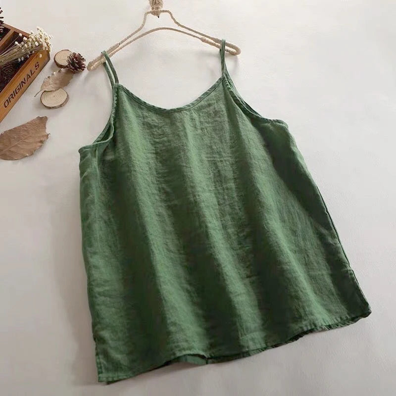 Lot de 2 Débardeurs Femme en Lin & Coton – Col V & Coupe Ample