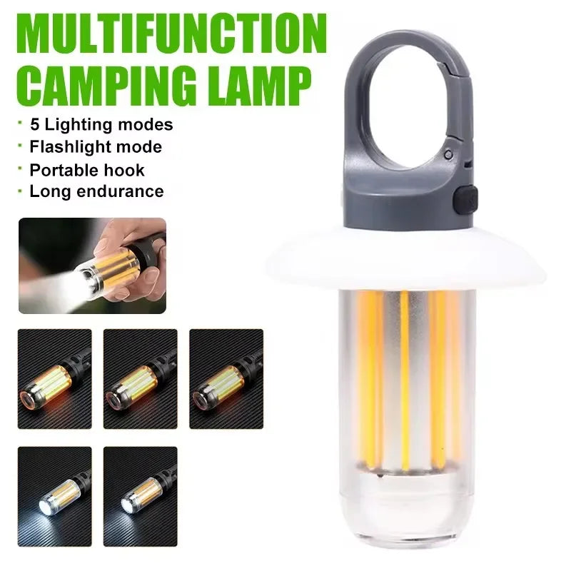 Lot de 2 Lampes Torche de Camping Rechargeable avec Mousqueton 5 Modes d’Éclairage & 8 LED - Idéale Tente, Randonnée & Extérieur