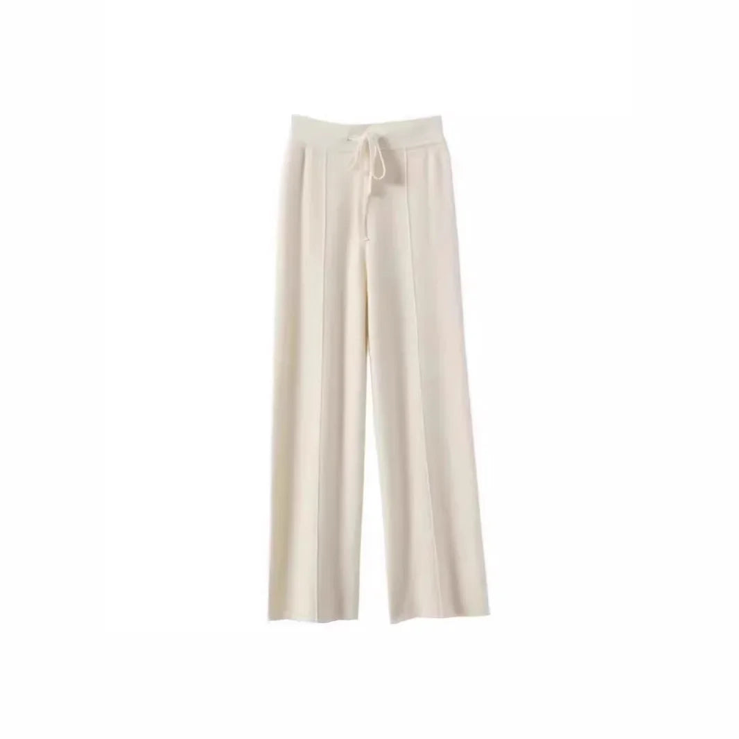 Pantalon en Maille tricoté Coupe droite & Taille élastique