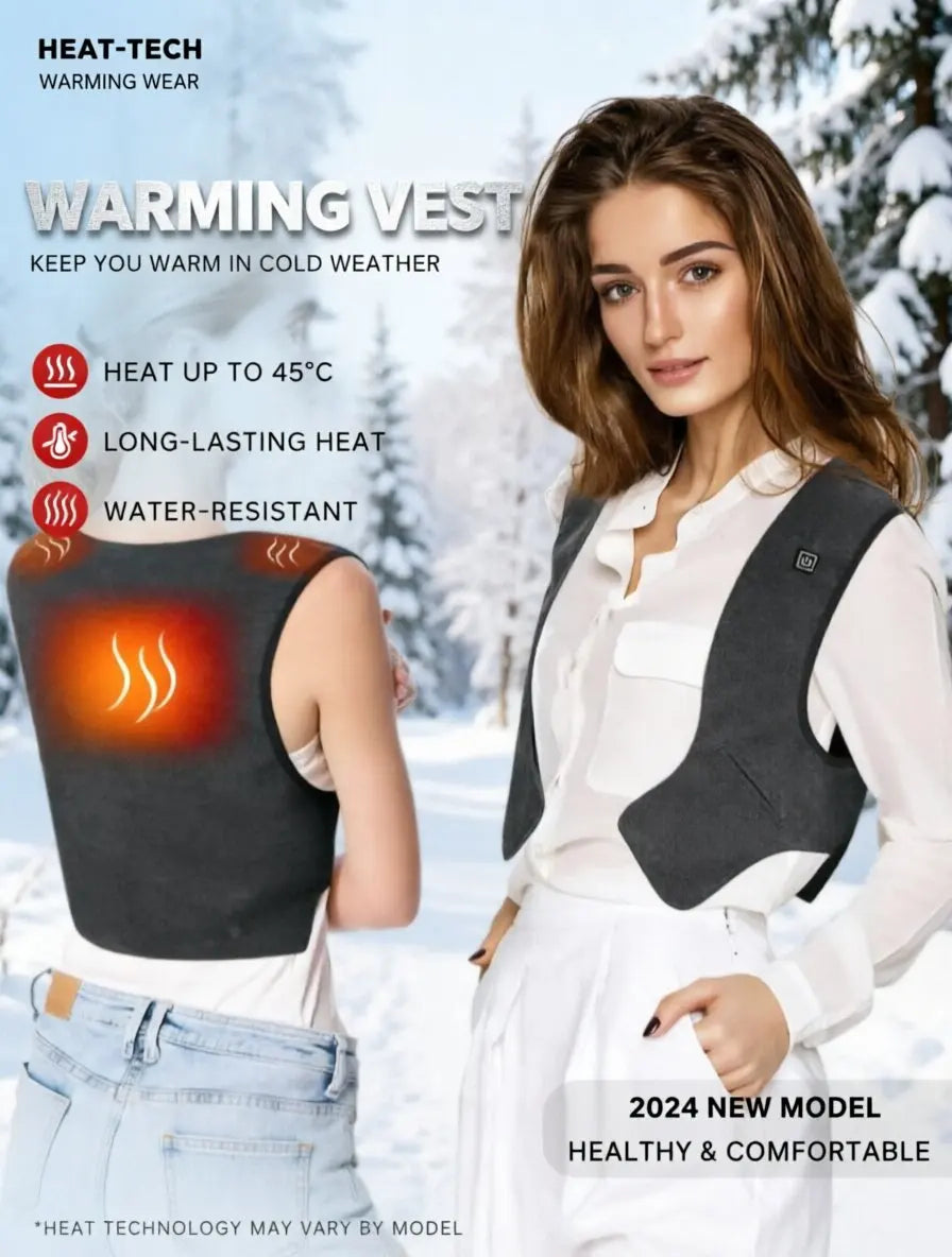 Gilet Chauffant Électrique Femme USB – Chauffage Infrarouge jusqu’à 45°C, Sans Manches, Léger & Confortable pour l’Hiver
