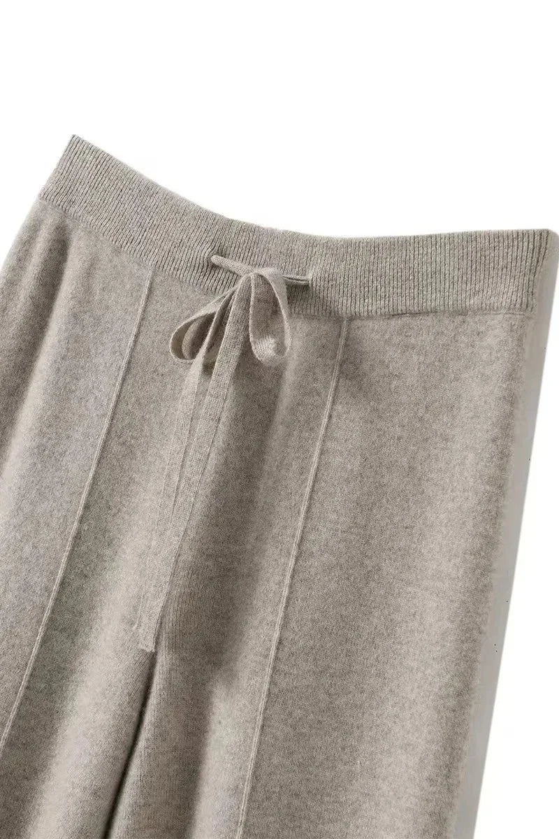 Pantalon en Maille tricoté Coupe droite & Taille élastique