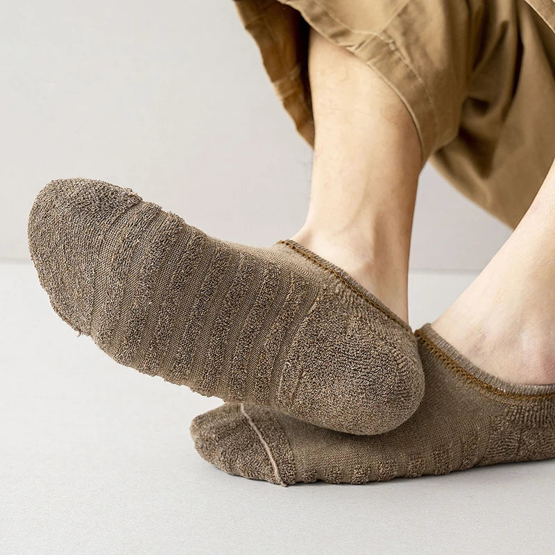 Chaussettes Invisibles Respirantes en Coton Texturé Antidérapant - Homme