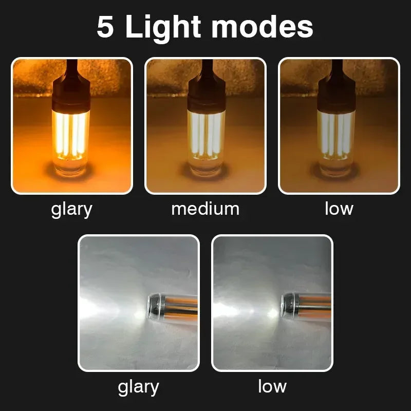 Lot de 2 Lampes Torche de Camping Rechargeable avec Mousqueton 5 Modes d’Éclairage & 8 LED - Idéale Tente, Randonnée & Extérieur
