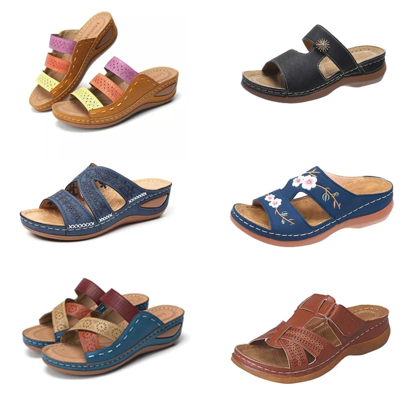 Sandales Mules Orthopédiques à Plateforme Femme – Multi-Brides