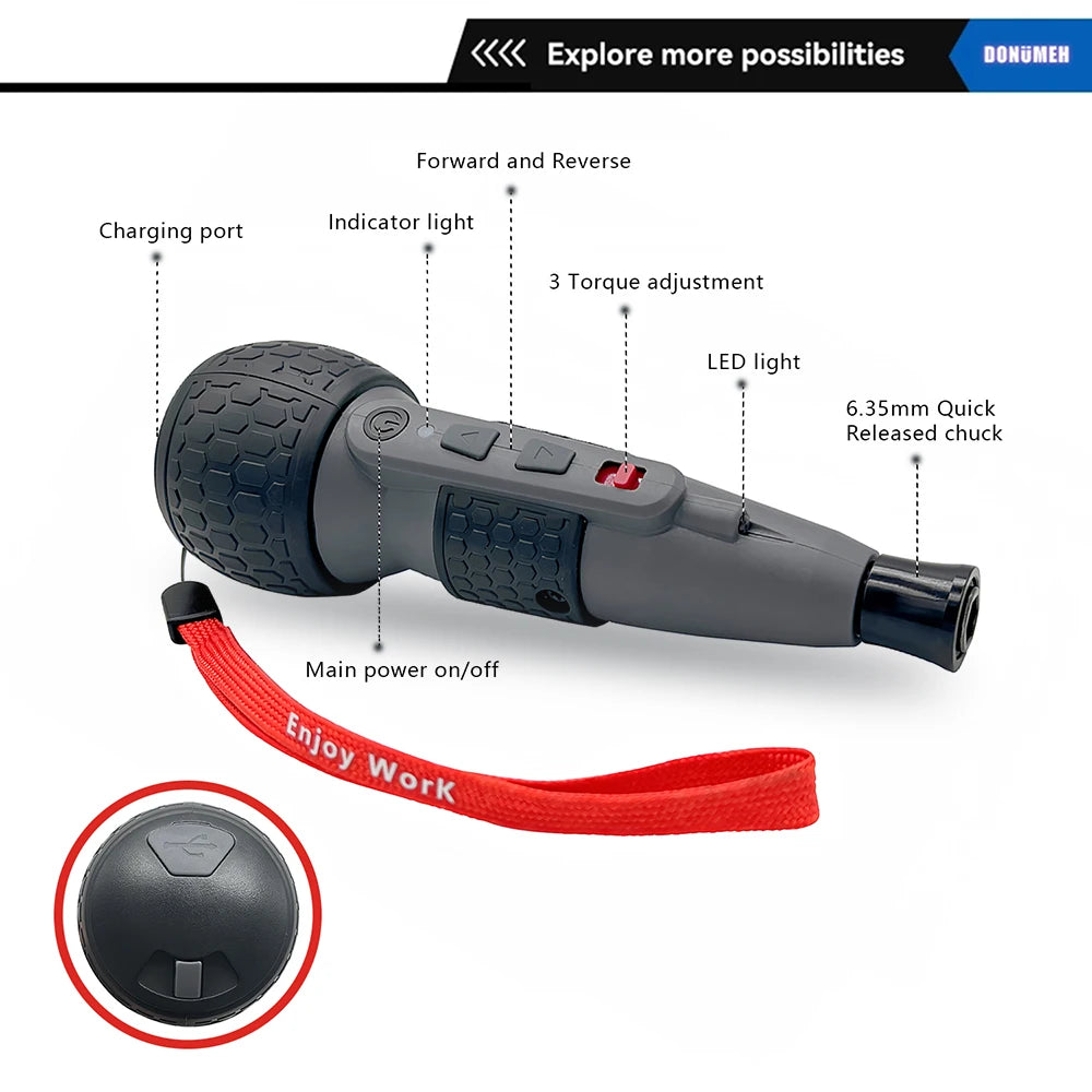 Tournevis électrique sans fil 3,6V — Mini perceuse USB avec réglage du couple
