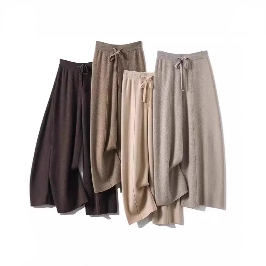 Pantalon en Maille tricoté Coupe droite & Taille élastique