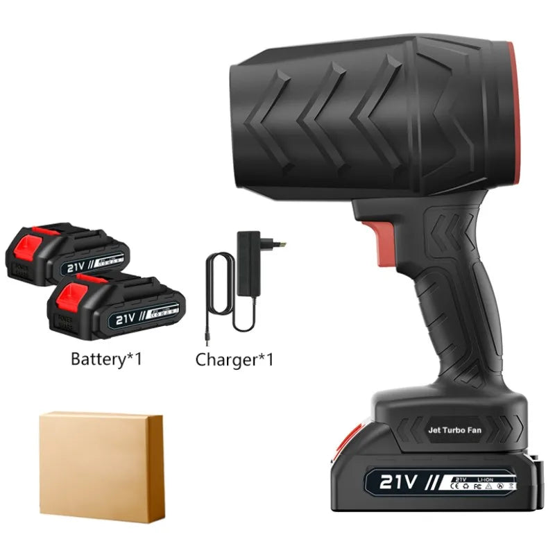 Souffleur Électrique Sans Fil 21V – Turbo Haute Puissance pour Feuilles, Poussière, Voiture et Nettoyage Extérieur