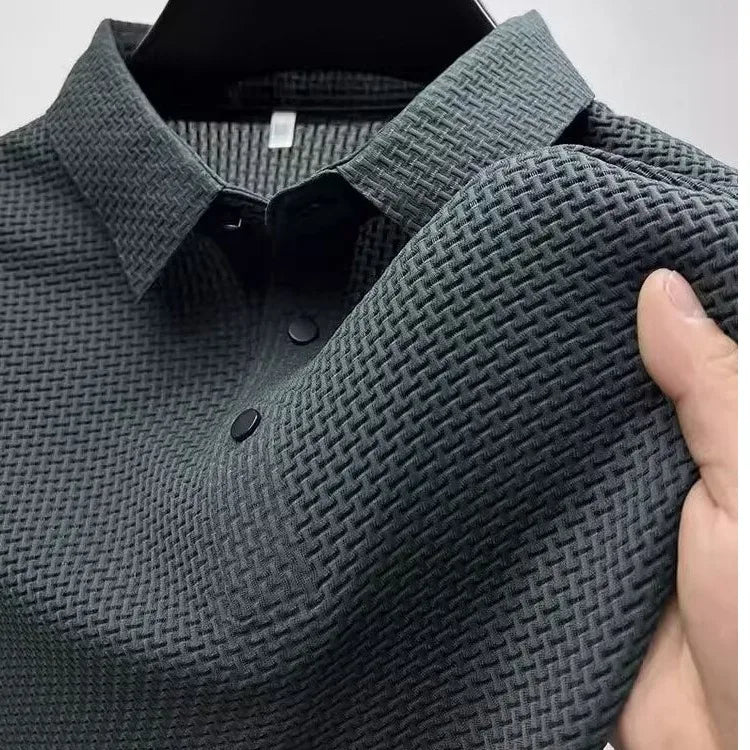 Polo Homme Texturé Jacquard Manches Courtes Respirant