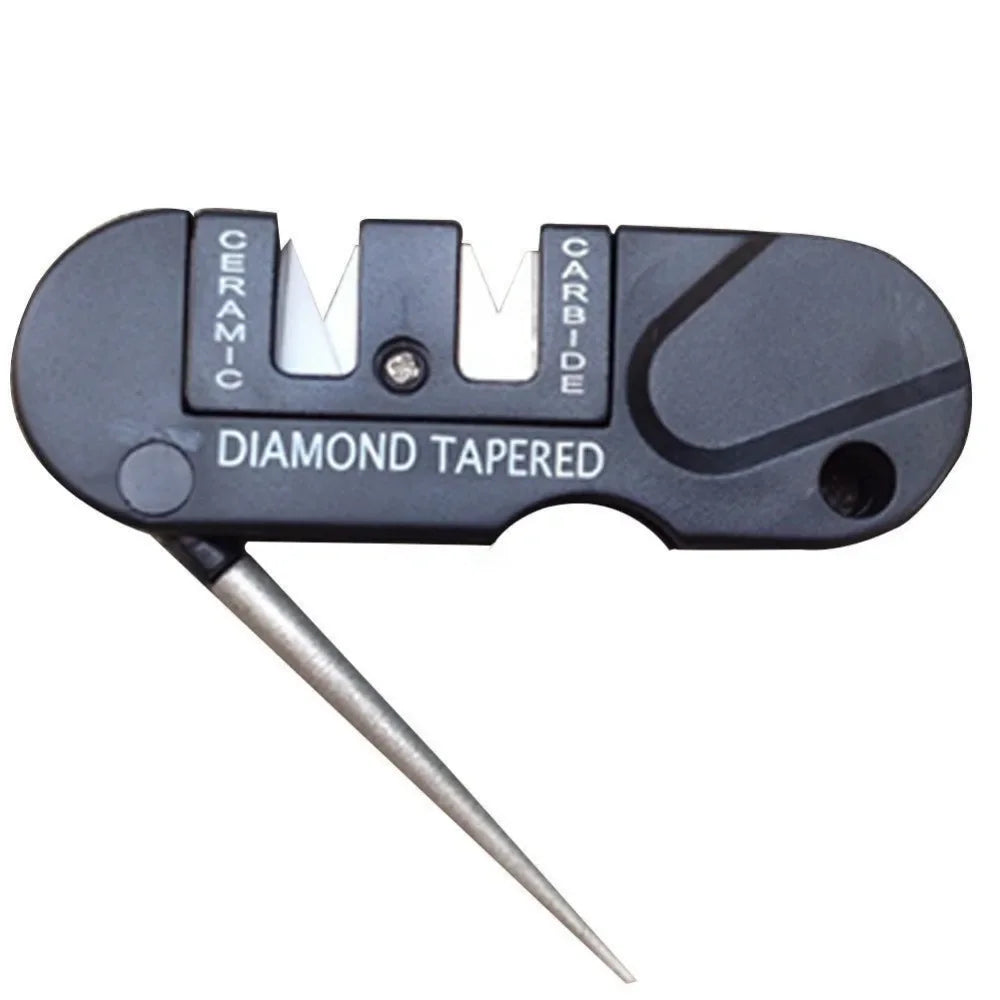Mini Affûteur de Couteaux 3-en-1 – Aiguiseur Portable en Carbure de Tungstène, Céramique et Diamant pour Camping et Randonnée
