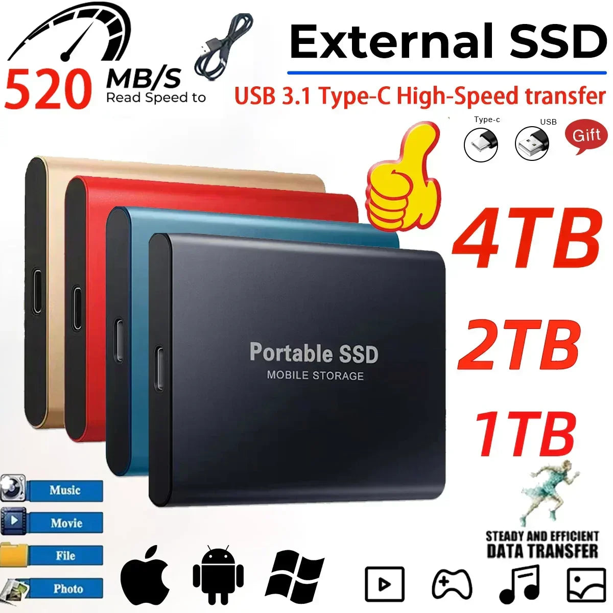 Disque dur externe SSD Portable Stockage EXTREME Jusqu'à 16TB