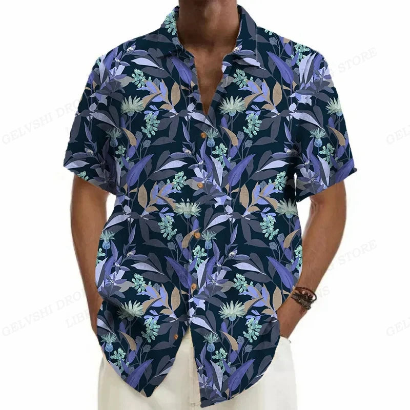 Chemise Hawaïenne à Manches Courtes & Motifs Tropicaux