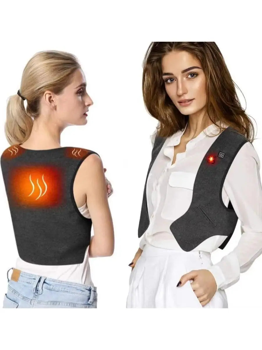 Gilet Chauffant Électrique Femme USB – Chauffage Infrarouge jusqu’à 45°C, Sans Manches, Léger & Confortable pour l’Hiver