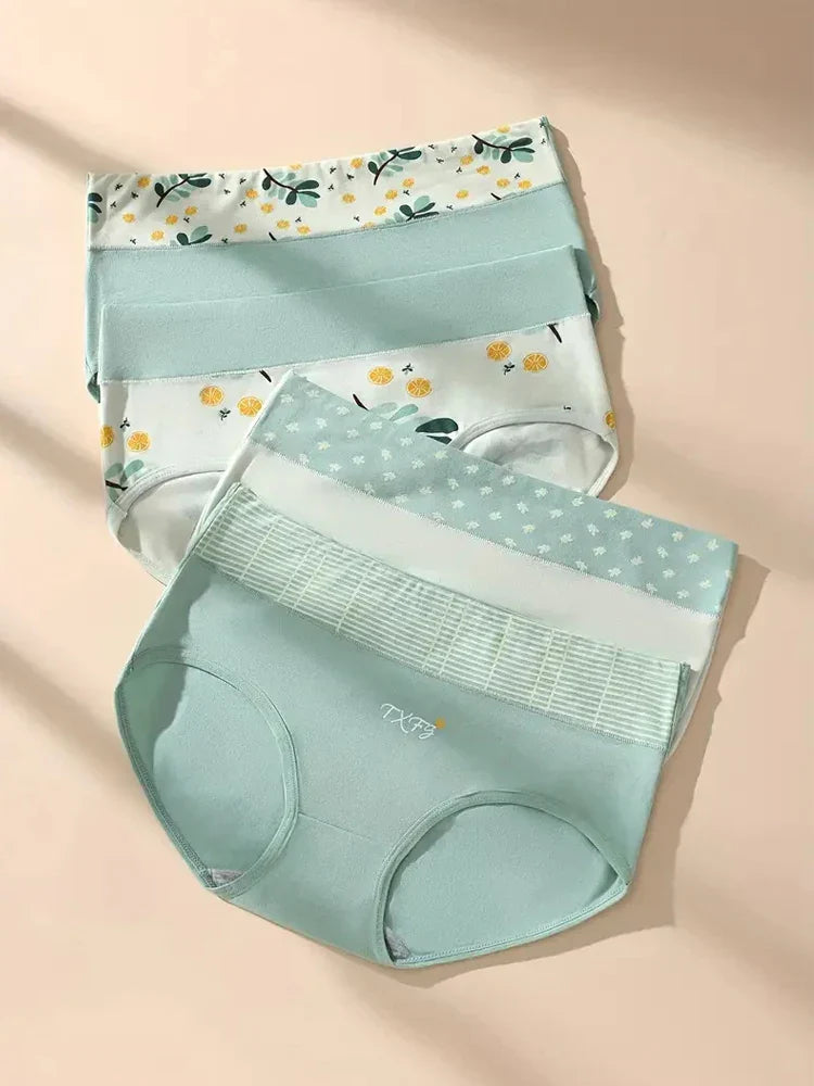 4-Pack Women's High-Waisted Briefs — cotton, breathable, printed