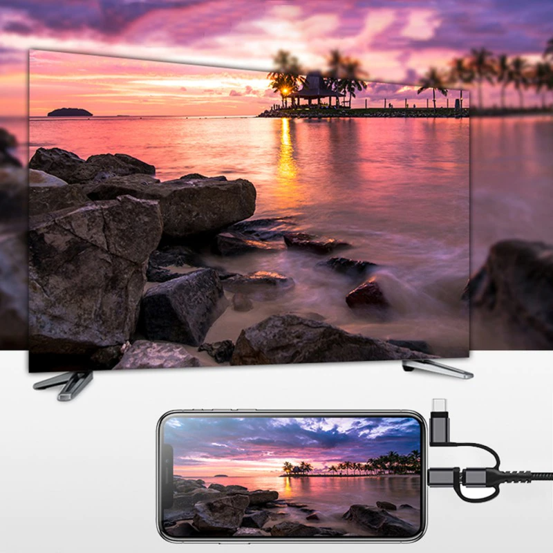 Câble HDMI smartphone 3 en 1 - Votre téléphone sur la TV !