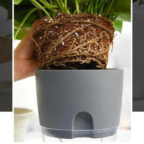 2 Pots de fleurs design - Avec système d'auto-irrigation - Stockmania