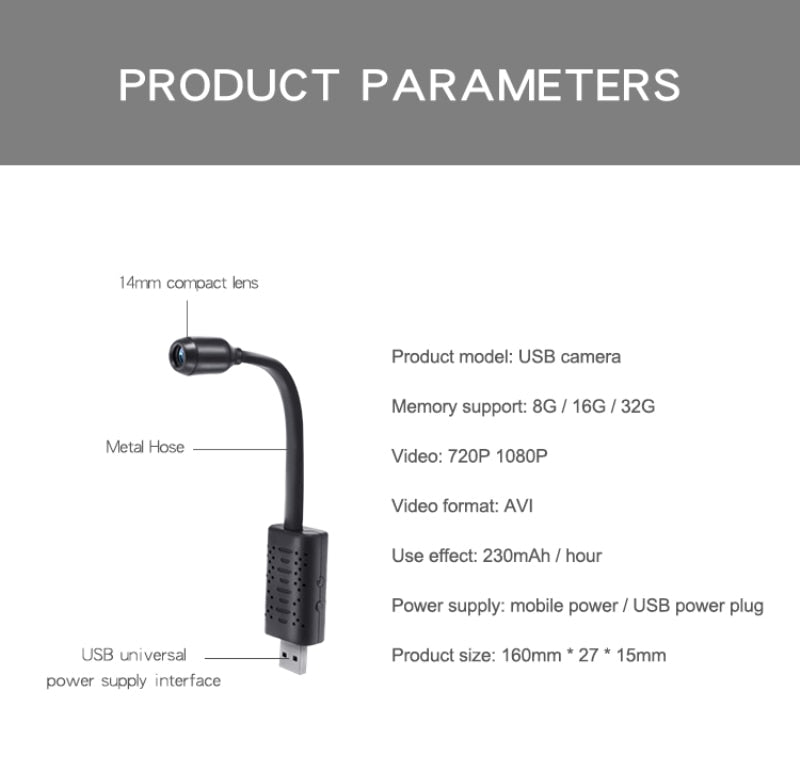 Mini caméra ESPION USB + carte SD 16GB