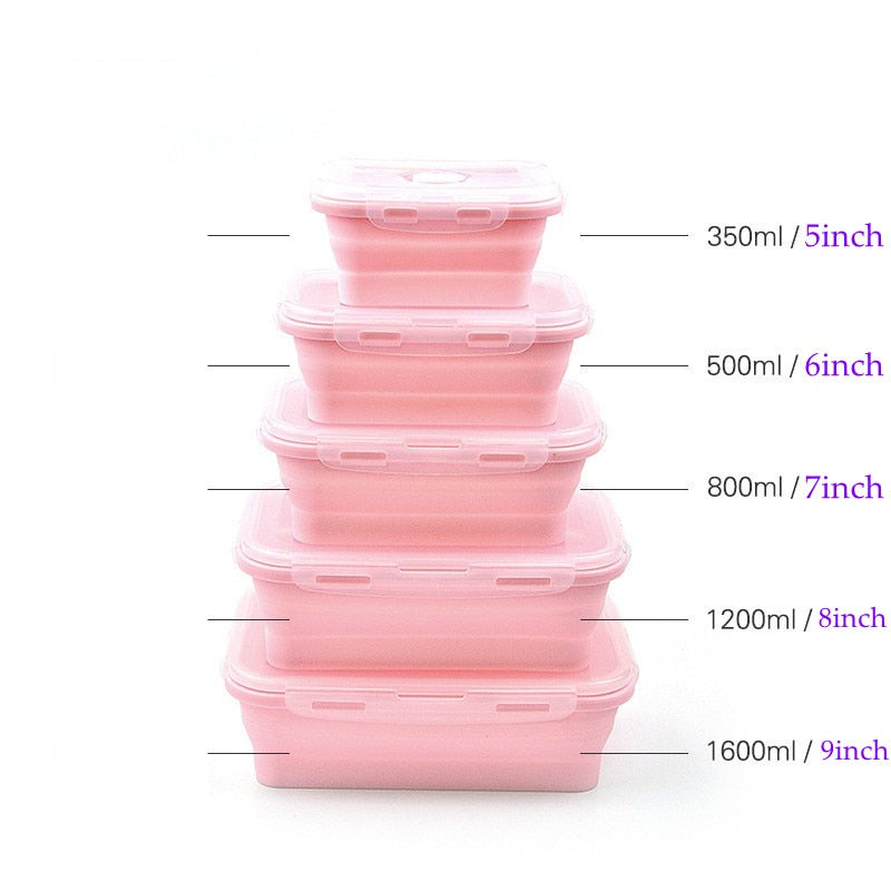 4x Boîtes pliables en silicone - Conservation alimentaire