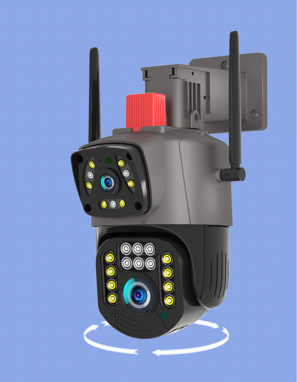 Caméra de Surveillance à double lentille avec vision nocturne et alarme