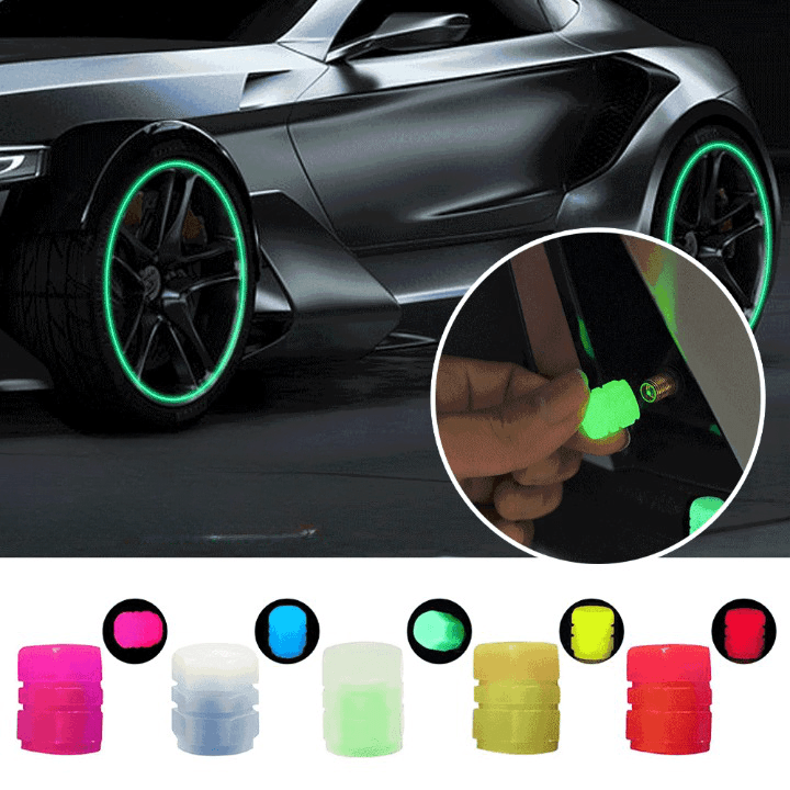 4x Bouchon de valve fluorescent pour pneus